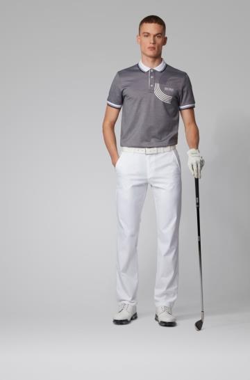 Koszulki Polo BOSS Slim Fit Golf Szare Męskie (Pl88063)